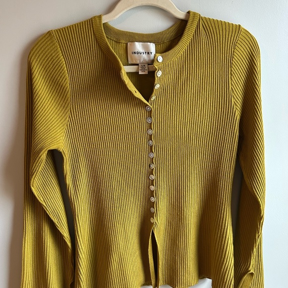 INDUSTRY Tops - Industry Mustard Ribbed Button-Down Shirt